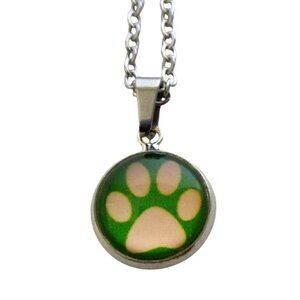 New Paw Print Pendant Necklace with 18" Stainless Chain Cat Dog Lover Gift